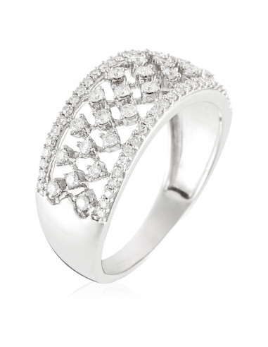Bague Or Blanc 375/1000 "The Crown" D0,4ct/74