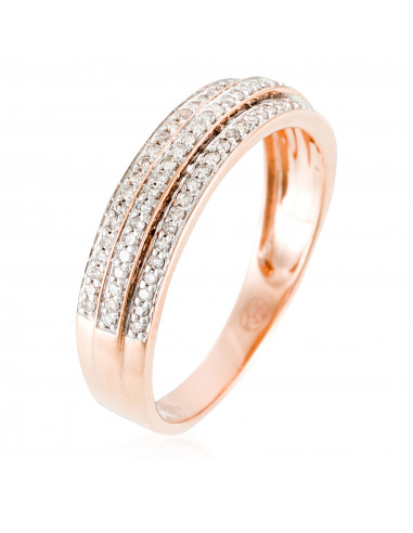 Bague Or Rose 375/1000 Diamants 0,24cts/80