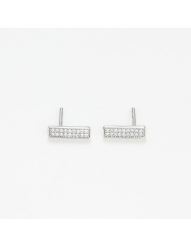 Boucles d'oreilles Or Blanc 375/1000 "Twice straight"