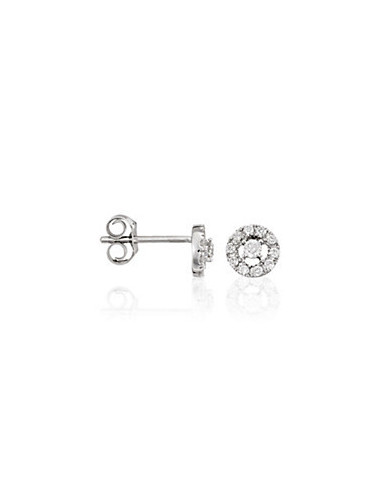 Boucles d'oreilles Or Blanc 375/1000 "Sacrée ronde" Diamants 0,21ct/22