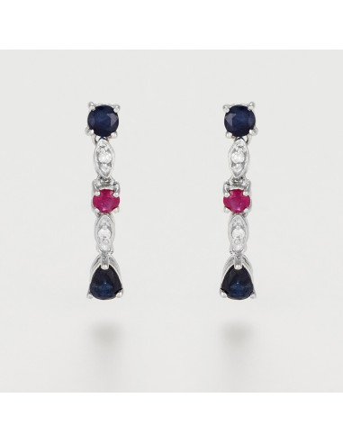 Boucles d'oreilles Or Blanc 375/1000 "Queen of stone" D0,03ct/4 S0,68ct/4 R0,18ct/2