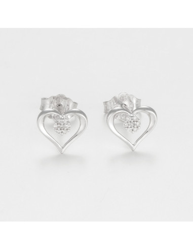 Boucles d'oreilles Or Blanc 375/1000 "In Love"