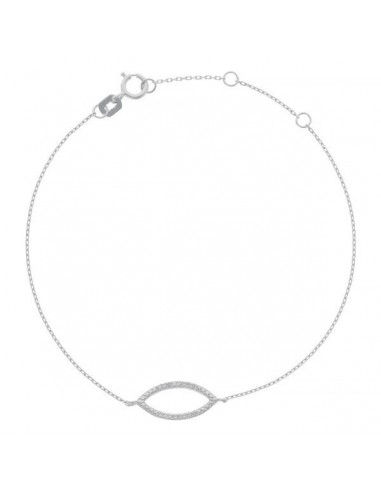 Bracelet Or Blanc 375/1000 "Graine de diamants" Diamant 0,04ct/16