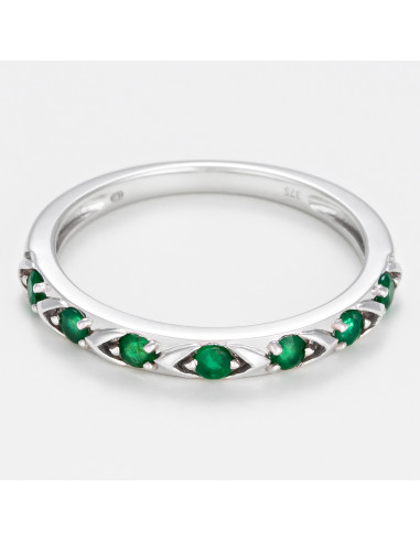 Bague Or Blanc 375/1000 "Green Forest"