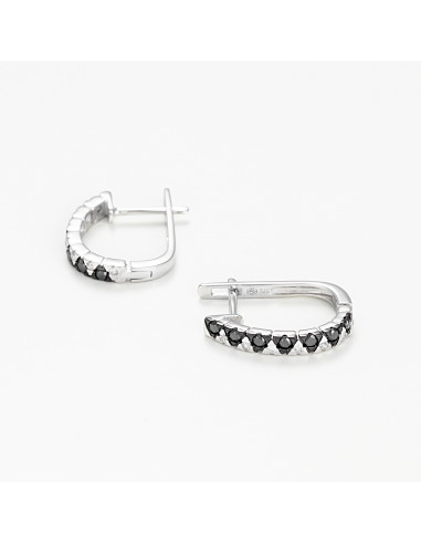 Boucles d'oreilles Or Blanc 375/1000 "Black and White"