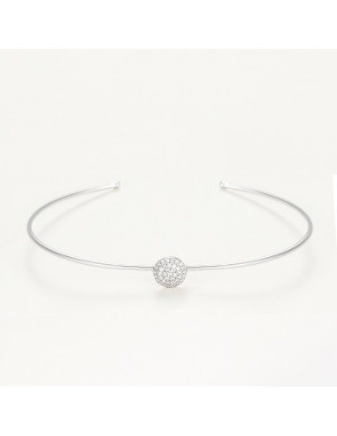 Bracelet Or Blanc 375/1000 "Round Bangle" Diamants 0,11ct/39