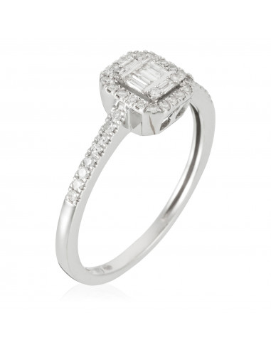 Bague "Solitaire Lumineux" Or Blanc 375/1000