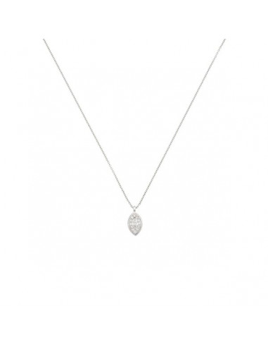 Collier Or Blanc 750/1000 "Liao" Diamants 0,1ct/1 & 0,06ct/12