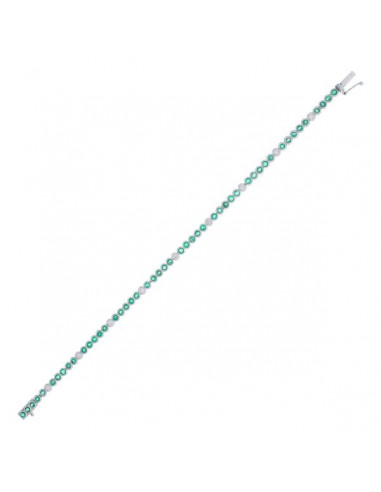 Bracelet Emerald river Diamants 0,39ct Saphir 2,29ct Or Blanc