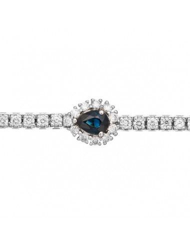 Bracelet Precious oval sapphire Diamants 0,4ct Saphir 0,19ct Or Blanc