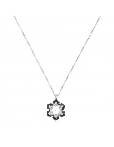 Collier Beauty Flower Diamants 0,17ct Diamants noirs 0,22ct Or Blanc
