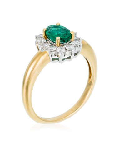 Bague Magic emerald Or Jaune Diamants 0,44ct Emeraude 0,71ct  Or Jaune
