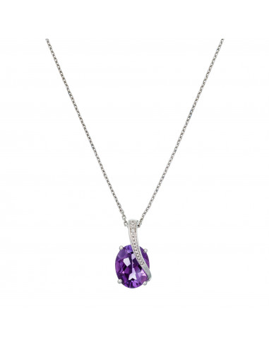 Pendentif Purple seed Diamants 0,003ct Améthyste 1,65ct Or Blanc