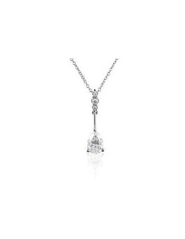 Collier Poire Précieuse Or Blanc et Diamant 0,05ct Diamant poire 0,5ct