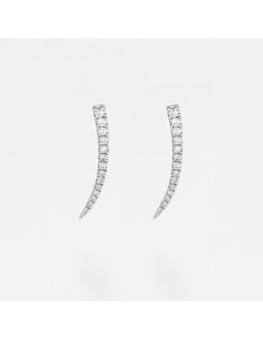 Boucles d'oreilles Or Blanc 375/1000 grimpantes "Courbe de diamant"