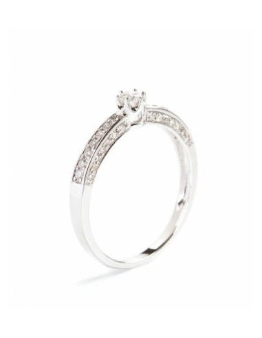 Bague Or Blanc 375/1000  "Lovely"Diamants : 0,38ct/43