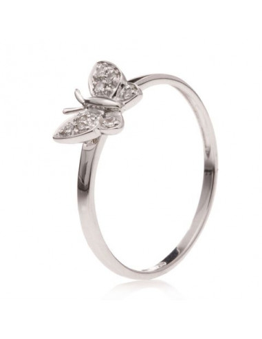 Bague Or Blanc 750/1000  "Butterfly"Diamant : 0,05ct/8