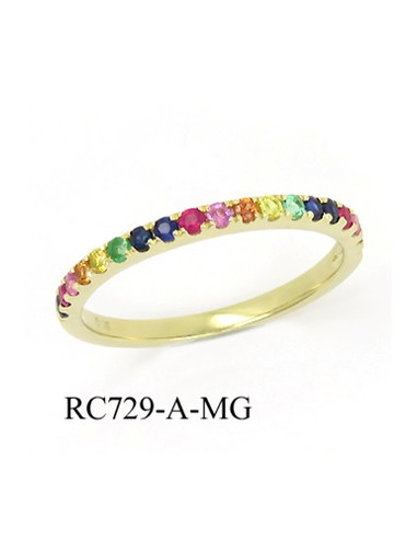 Bague Or Rose 375/1000  "Colorful love"E0,04/2 R0,08/3 S0,13/5 OS0,06/3 PS0,08/3 YS0,07/2