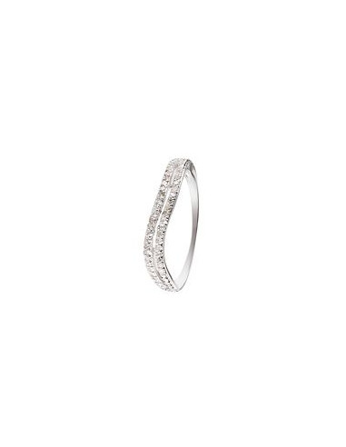 Bague Or Blanc 375/1000  "Ondes Lumineuses"Diamants: 0,21ct/42