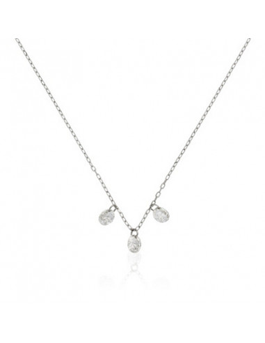 Collier Or Blanc 750/1000  diamant perce "Shiny"Diamants 0,22/3