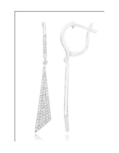 Boucles d'oreilles Or Blanc 375/1000  "Fallin"Diamants 0,48/152