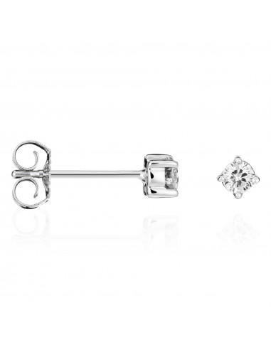 Boucles d'oreilles Or Blanc 375/1000  "Lonely diamond"Diamants 0,10/2