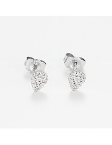 Boucles d'oreilles Or Blanc 375/1000  "Gouttes éclatantes"Diamants 0,08/26