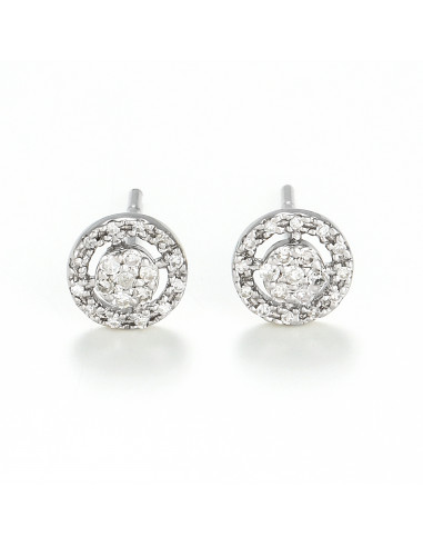 Boucles d'oreilles Or Blanc 375/1000  "Nairobi"Diamants 0,14/ 38