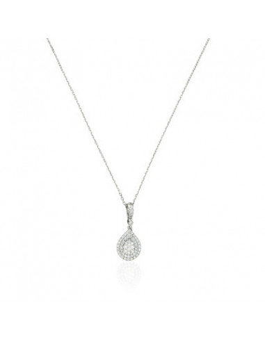 Pendentif Or Blanc 375/1000 s "Princesse Stella"Diamants 0,2/57