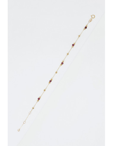 Bracelet Or Jaune 375/1000  "Perles de pierre"Grenat Rhodolite 1,10/5