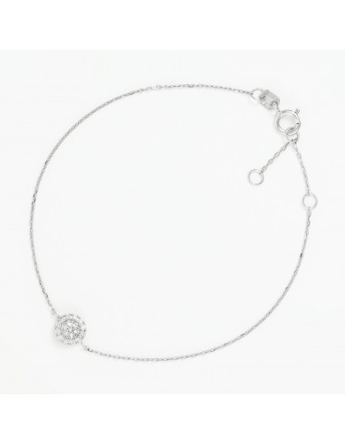 Bracelet Or Blanc 375/1000 "Mini Rond" Diamant 0,07/19