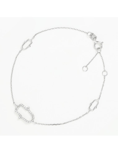 Bracelet Or Blanc 375/1000 "Main" Diamant 0,10/33