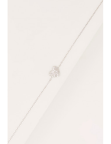 Bracelet Or Blanc 375/1000 "Coeur" Diamant 0,08/28
