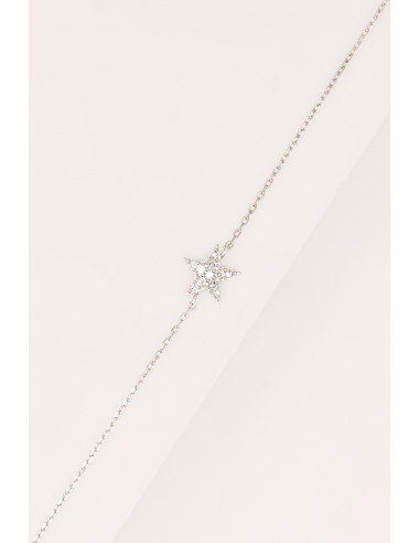 Bracelet Or Blanc 375/1000 "Etoile"Diamant 0,06/11