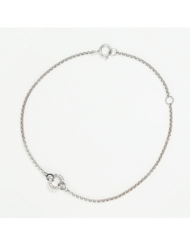 Bracelet Or Blanc 375/1000 "Lia"Diamant 0,05/16