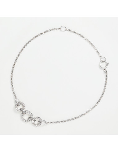 Bracelet Or Blanc 375/1000 "Tria"Diamant 0,18/48