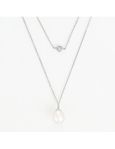 Collier Or Blanc 375/1000 "Lilia" Diamant 0,03/1 P6MM