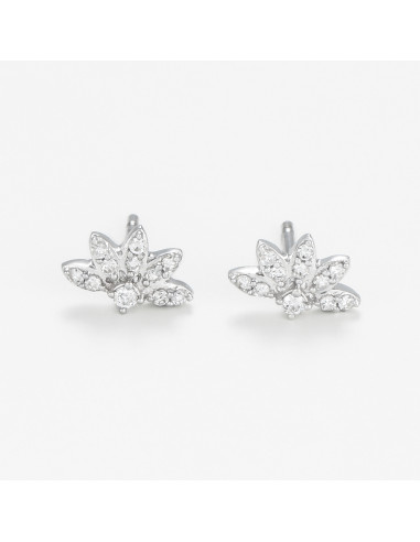 Boucle d'oreille Or Blanc 375/1000 "Kyoto" Diamant 0,15/22