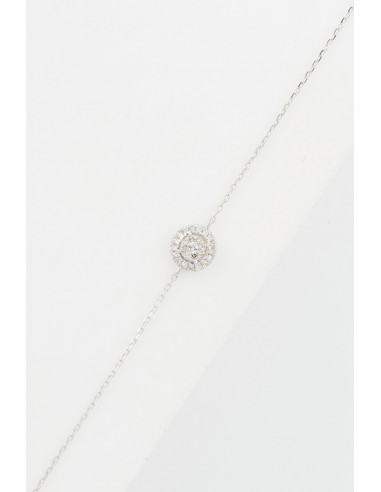 Bracelet Or Blanc 375/1000 "Nout" Diamant 0,10/27