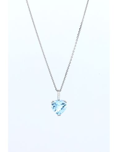 Pendentif "Royalia" Diamants 009/4 Topaze Or Blanc 375/1000