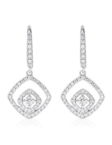 Boucles d'oreilles Or Blanc Losange précieux Diamants 0,72ct